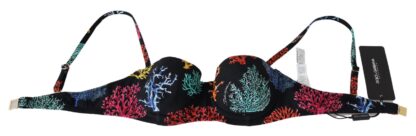 Dolce & Gabbana - Elegant Black Bikini Top with Coral Print