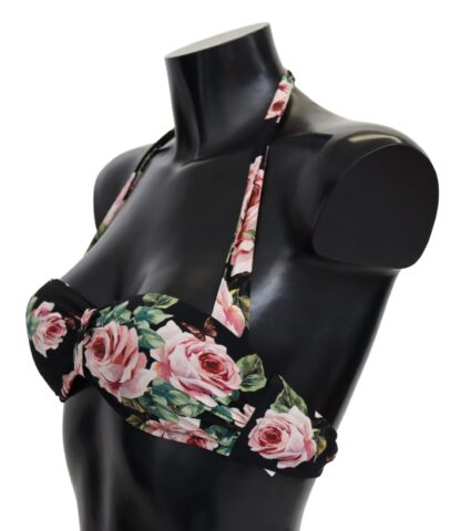 Dolce & Gabbana - Elegant Black Floral Bikini Top