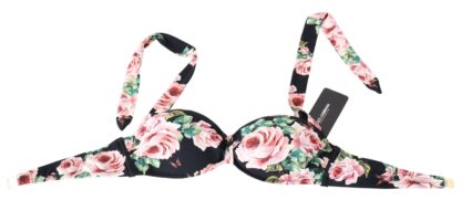 Dolce & Gabbana - Elegant Black Floral Bikini Top