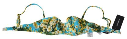 Dolce & Gabbana - Chic Light Blue Floral Bikini Top