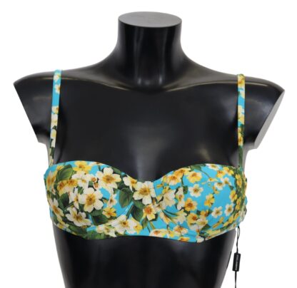 Dolce & Gabbana - Chic Light Blue Floral Bikini Top