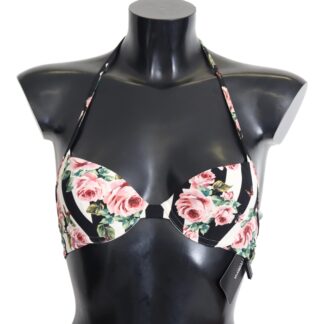 Dolce & Gabbana - Chic Black Coral Print Bikini Top