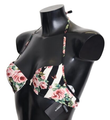 Dolce & Gabbana - Elegant Rose Print Bikini Top