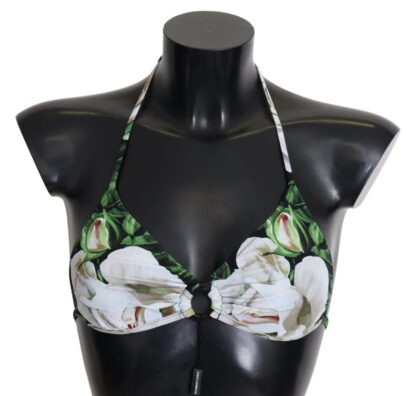 Dolce & Gabbana - Floral Print Bikini Top with Logo Clasp