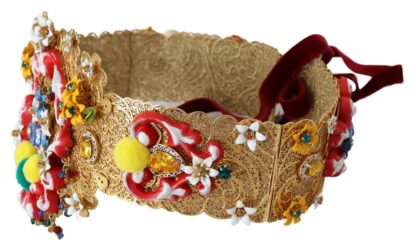 Dolce & Gabbana - Gold-Tone Floral Crystal Waist Belt