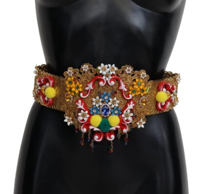 Dolce & Gabbana - Gold-Tone Floral Crystal Waist Belt