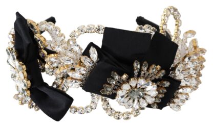 Dolce & Gabbana - Elegant Silk Crystal Diadem - Gold & Black