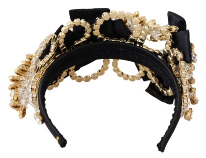 Dolce & Gabbana - Elegant Silk Crystal Diadem - Gold & Black