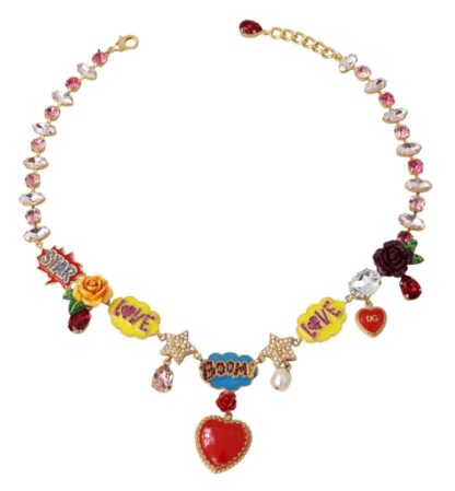 Dolce & Gabbana - Chic Gold Tone Crystal Charm Necklace