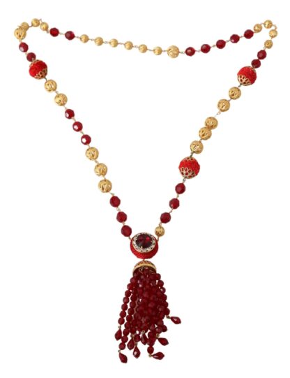 Dolce & Gabbana - Elegant Red Crystal Gold-Plated Necklace