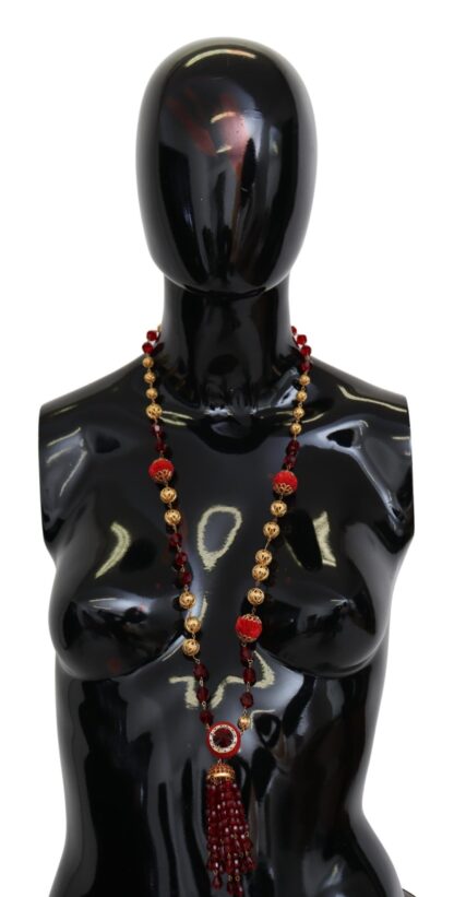 Dolce & Gabbana - Elegant Red Crystal Gold-Plated Necklace