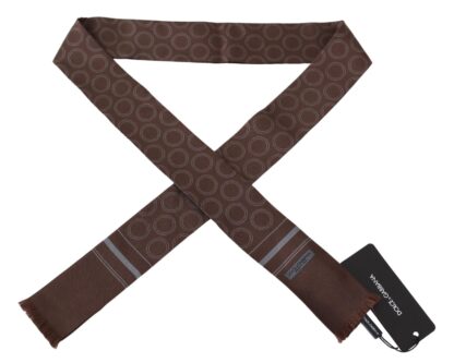 Dolce & Gabbana - Silk Geometric Fringe Scarf in Earthy Brown