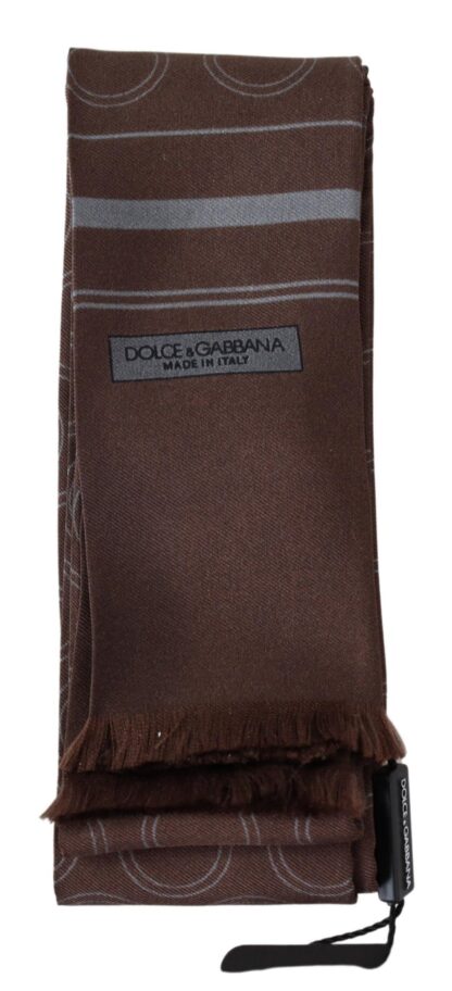 Dolce & Gabbana - Silk Geometric Fringe Scarf in Earthy Brown