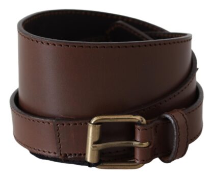 PLEIN SUD - Elegant Rustic Gold-Tone Leather Belt