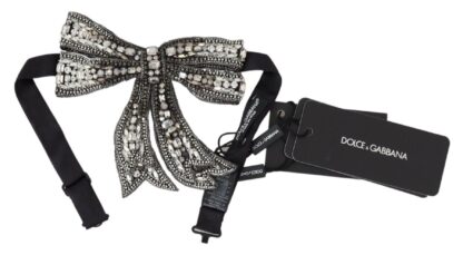 Dolce & Gabbana - Elegant Silver Embellished Silk Bowtie