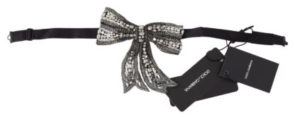 Dolce & Gabbana - Elegant Silver Embellished Silk Bowtie