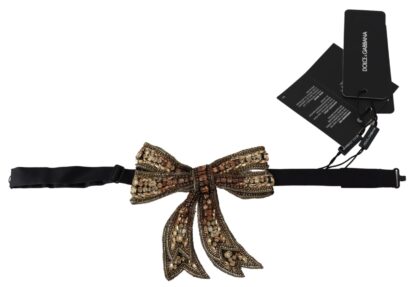 Dolce & Gabbana - Elegant Gold Silk Embellished Bowtie