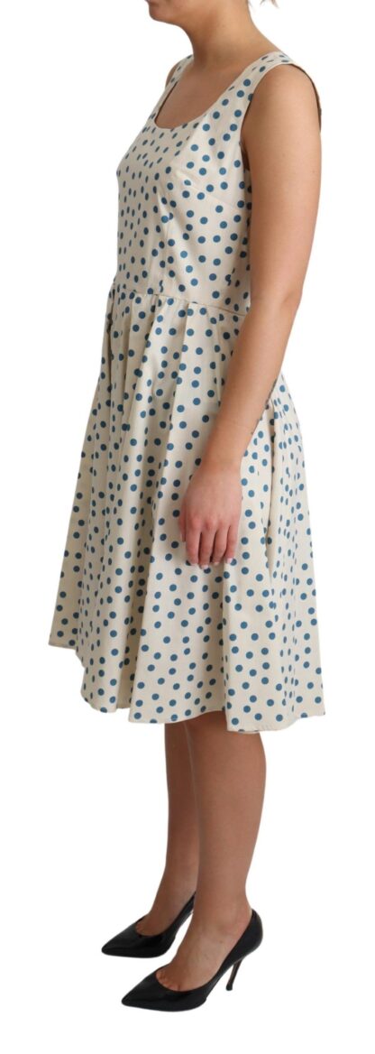 Dolce & Gabbana - Elegant Beige Polka Dot A-Line Sleeveless Dress