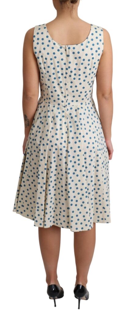 Dolce & Gabbana - Elegant Beige Polka Dot A-Line Sleeveless Dress