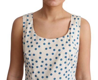 Dolce & Gabbana - Elegant Beige Polka Dot A-Line Sleeveless Dress