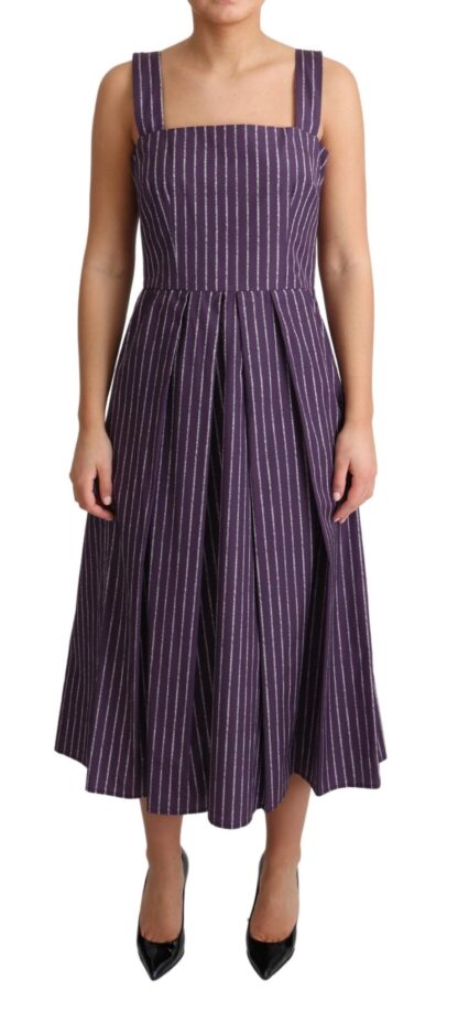 Dolce & Gabbana - Elegant Sleeveless A-Line Purple Stripe Dress