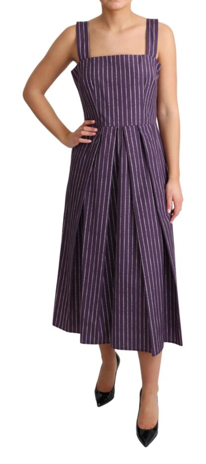 Dolce & Gabbana - Elegant Sleeveless A-Line Purple Stripe Dress