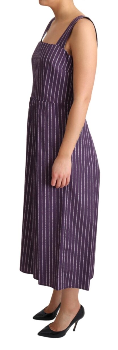 Dolce & Gabbana - Elegant Sleeveless A-Line Purple Stripe Dress