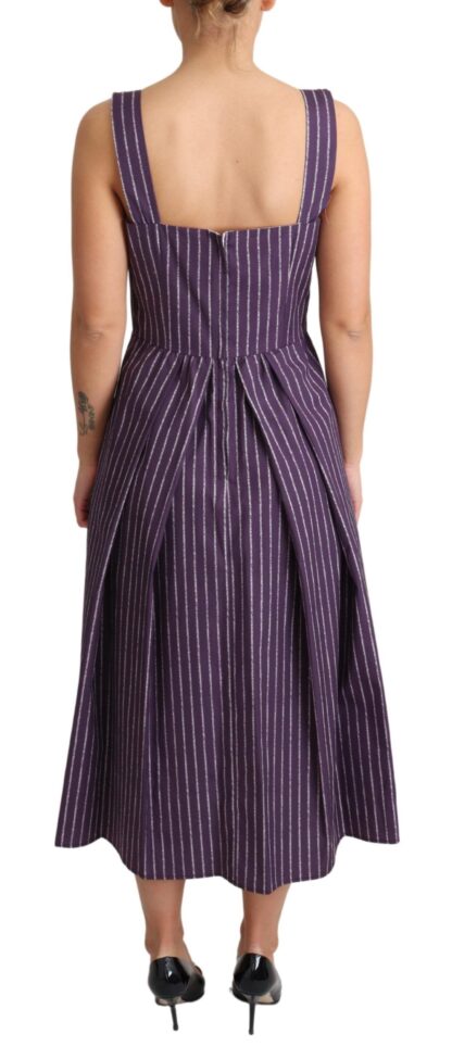 Dolce & Gabbana - Elegant Sleeveless A-Line Purple Stripe Dress