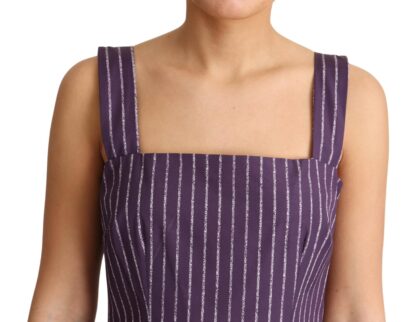 Dolce & Gabbana - Elegant Sleeveless A-Line Purple Stripe Dress