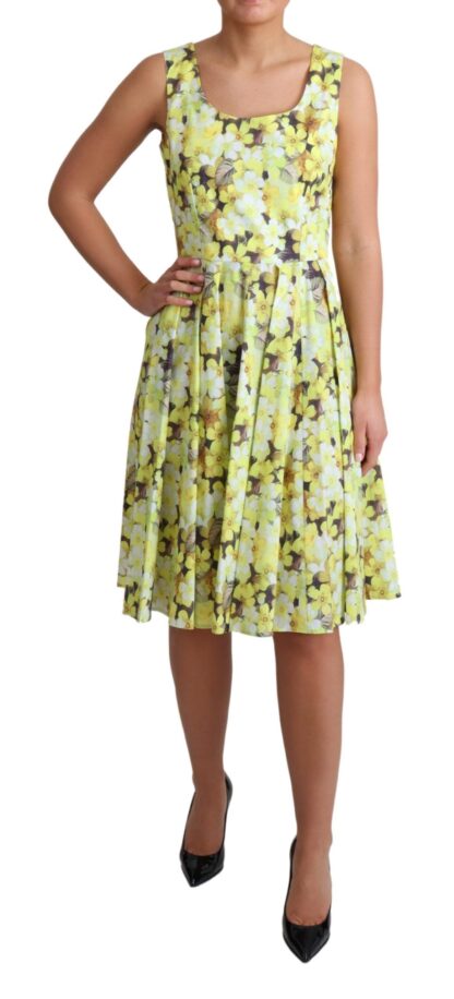 Dolce & Gabbana - Elegant Yellow Floral A-Line Sleeveless Dress