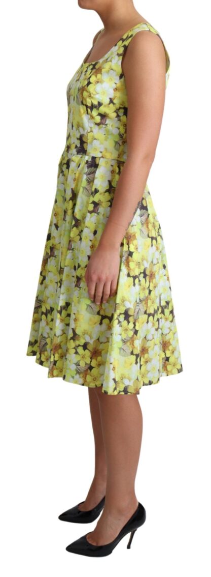 Dolce & Gabbana - Elegant Yellow Floral A-Line Sleeveless Dress