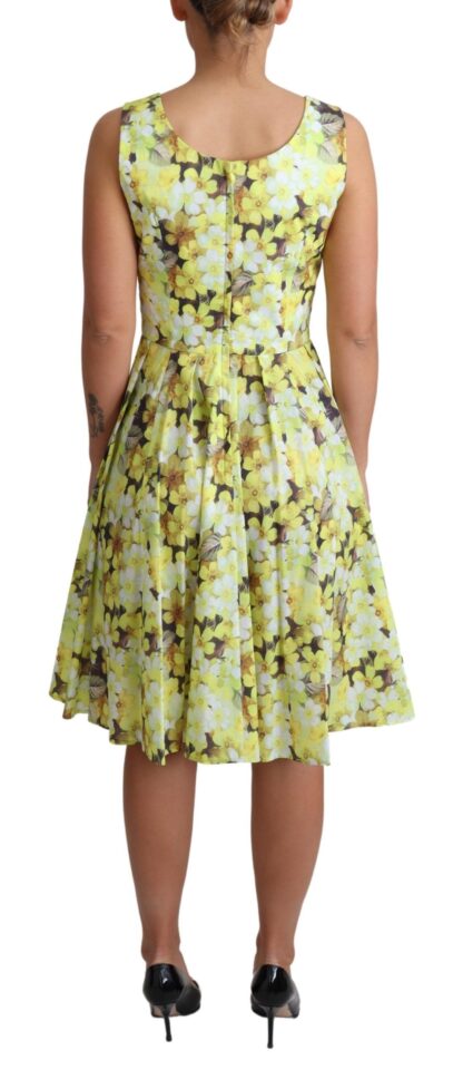 Dolce & Gabbana - Elegant Yellow Floral A-Line Sleeveless Dress