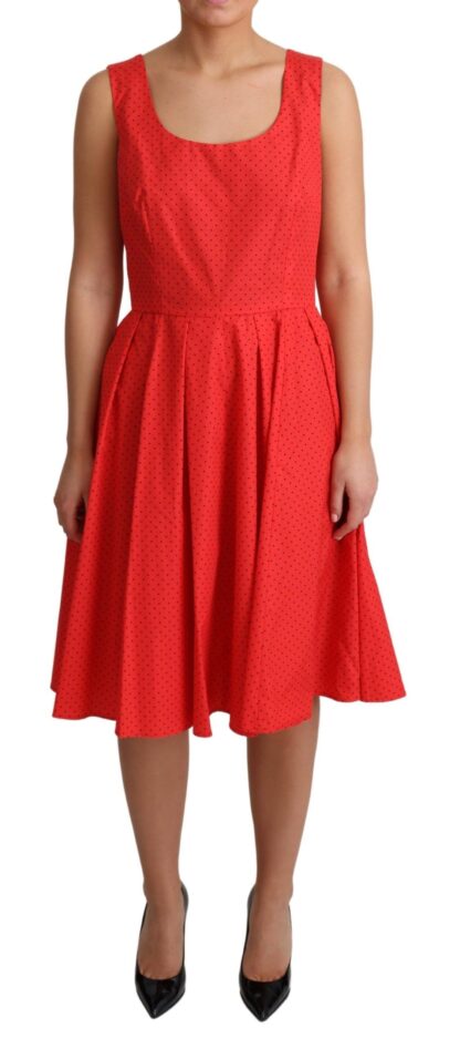 Dolce & Gabbana - Elegant Polka Dotted A-Line Sleeveless Dress