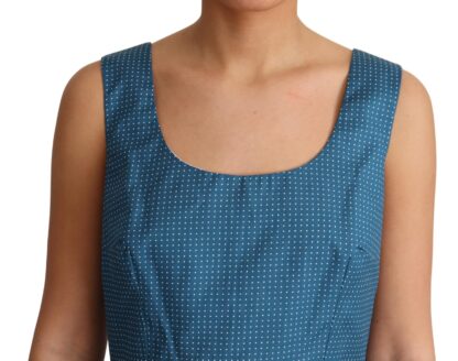 Dolce & Gabbana - Blue Polka Dotted Sleeveless A-Line Dress