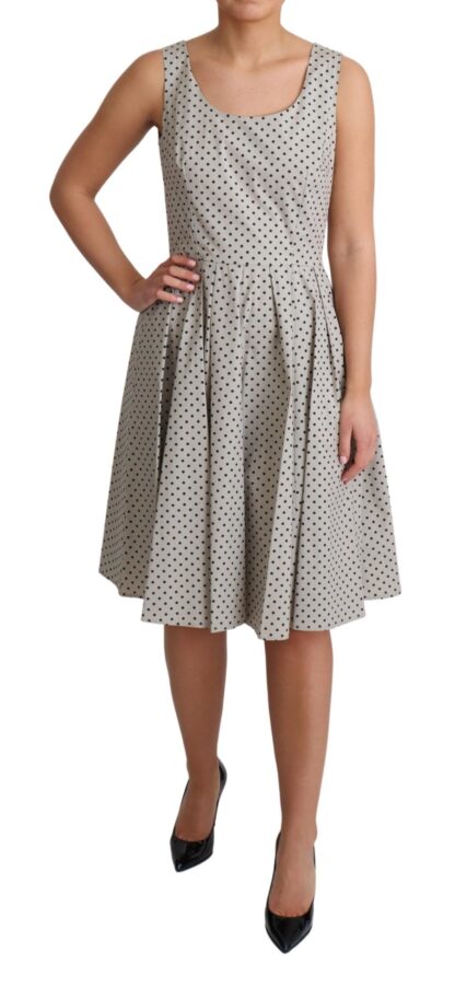 Dolce & Gabbana - Polka-Dotted Beige Sleeveless A-line Dress