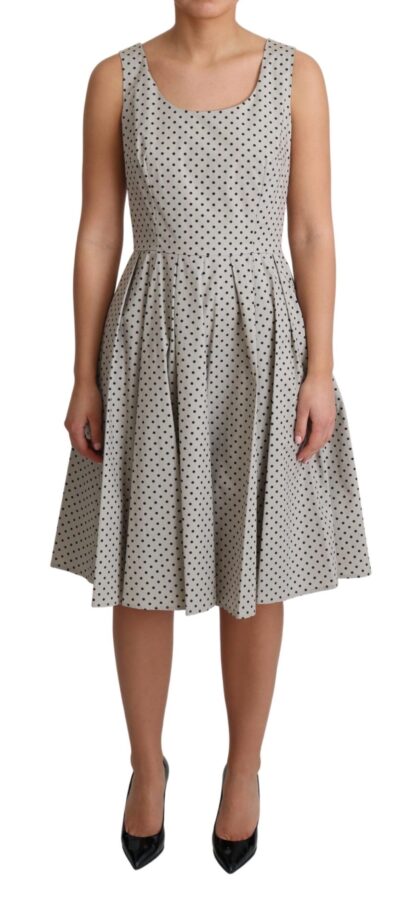 Dolce & Gabbana - Polka-Dotted Beige Sleeveless A-line Dress