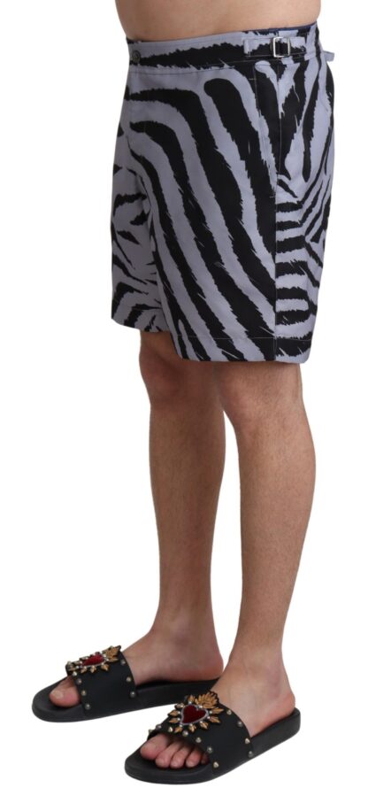 Dolce & Gabbana - Elegant Gray Zebra Print Swim Trunks