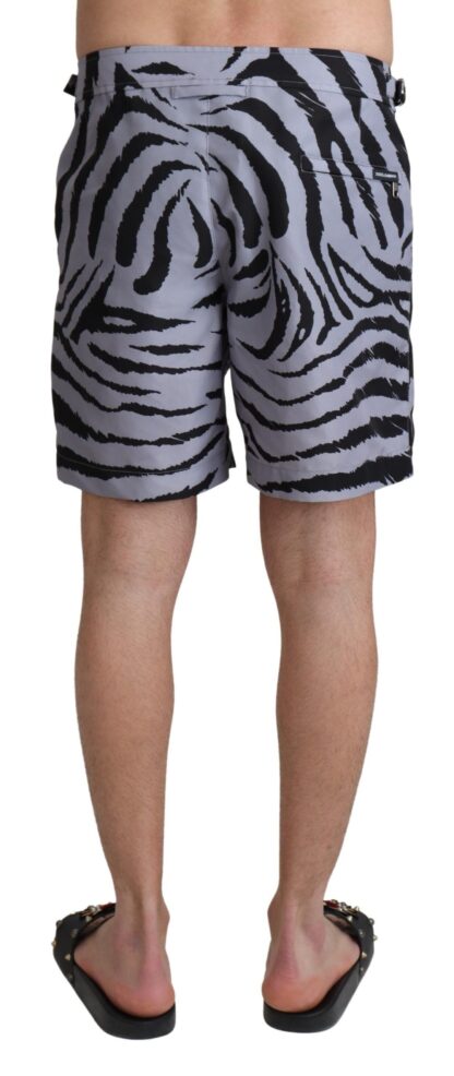 Dolce & Gabbana - Elegant Gray Zebra Print Swim Trunks