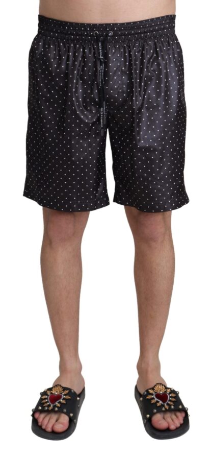 Dolce & Gabbana - Chic Black Polka Dot Men's Swim Trunks