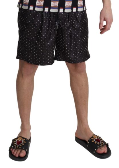 Dolce & Gabbana - Chic Black Polka Dot Men's Swim Trunks