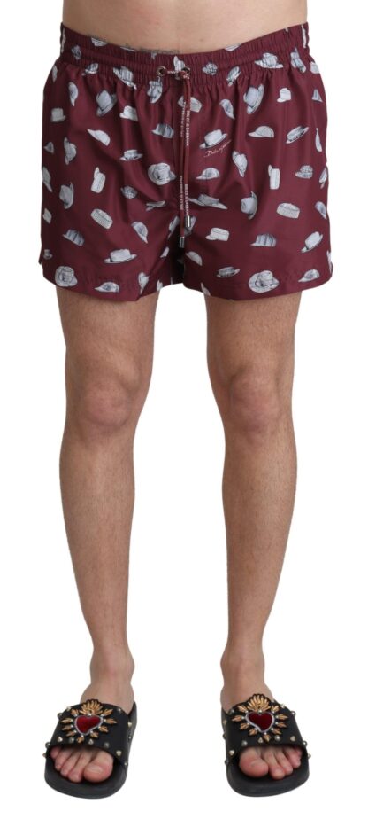 Dolce & Gabbana - Maroon Elegance Men's Swimming Trunks