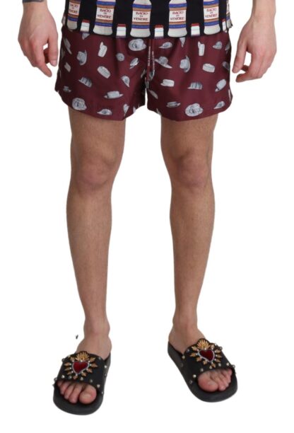 Dolce & Gabbana - Maroon Elegance Men's Swimming Trunks