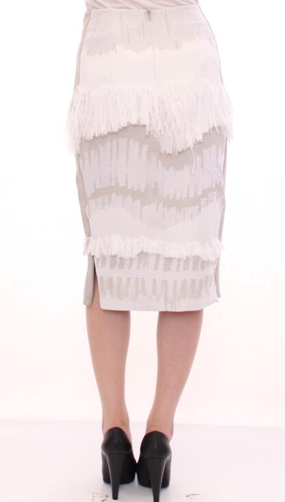 Arzu Kaprol - Elegant Pencil Skirt in White and Gray Tones