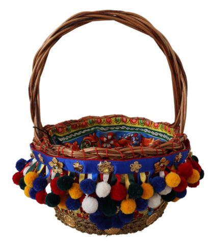 Dolce & Gabbana - Multicolor Embellished Wicker Tote