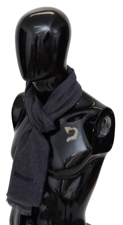 Missoni - Elegant Black Wool Scarf with Logo Embroidery