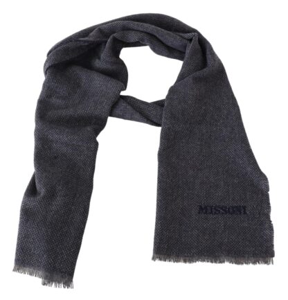 Missoni - Elegant Black Wool Scarf with Logo Embroidery