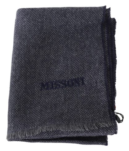 Missoni - Elegant Black Wool Scarf with Logo Embroidery