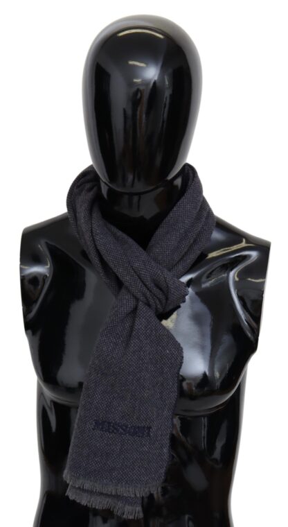 Missoni - Elegant Black Wool Scarf with Logo Embroidery