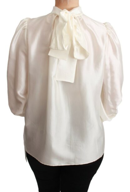 Dolce & Gabbana - Elegant Silk Long Sleeve Cream Blouse