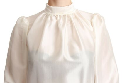 Dolce & Gabbana - Elegant Silk Long Sleeve Cream Blouse